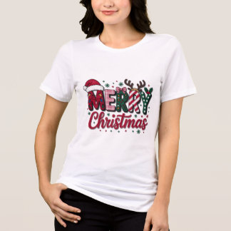 Merry Christmas Plaid Pattern Typography Text Tri-Blend Shirt
