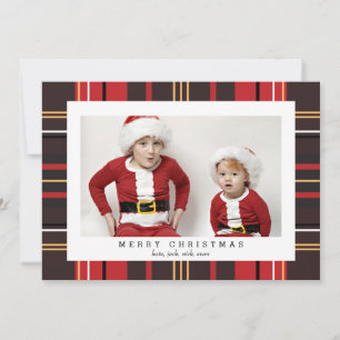Merry Christmas Plaid Photo Card for the Holidays