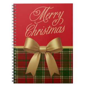 Merry Christmas Plaid Spiral Notebook
