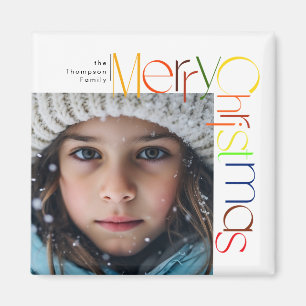 Merry Christmas playful letters custom photo Magnet