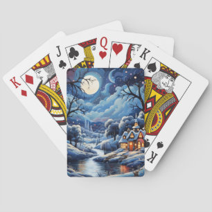 Merry Christmas Playing Card Deck Vintage Village