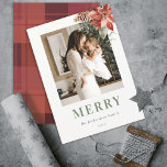 Merry Christmas Poinsettia Bunch Photo Watercolor  Holiday Card<br><div class="desc">If you need any further customisation please feel free to message me on yellowfebstudio@gmail.com.</div>