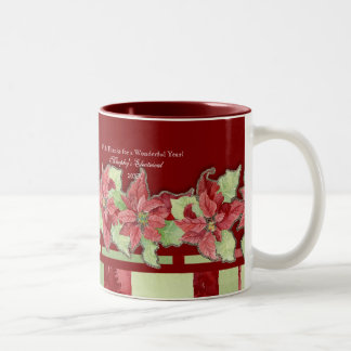 Merry Christmas Poinsettia Business Personalised Two-Tone Coffee Mug