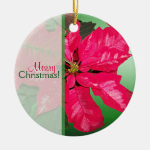 Merry Christmas Poinsettia Ceramic Ornament