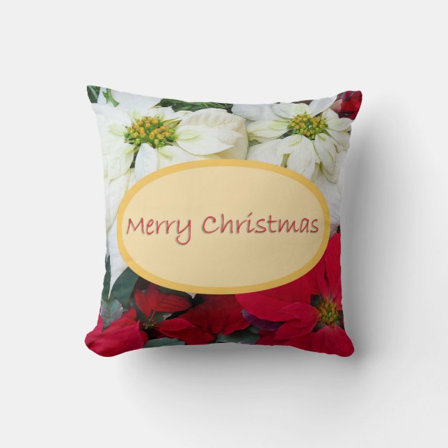 Merry Christmas Poinsettia Cushion (Front)