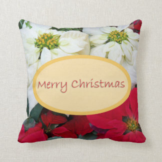 Merry Christmas Poinsettia Cushion