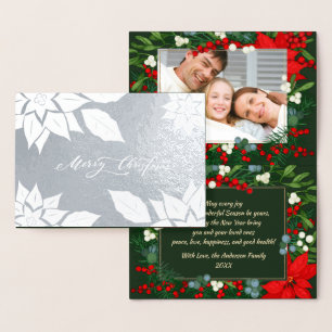 Merry Christmas. Poinsettia frame Luxury Foil Card
