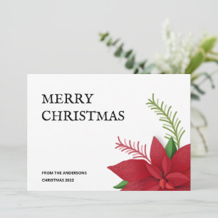 Merry Christmas Poinsettia Holiday Card