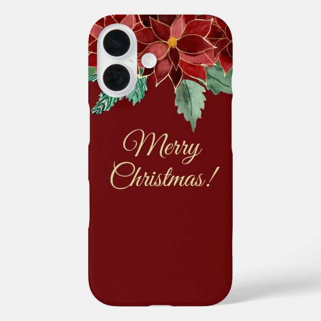 Merry Christmas Poinsettia iPhone Cases (Back)