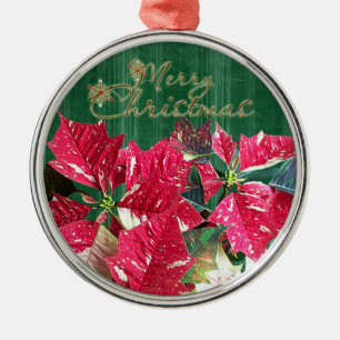 Merry Christmas Poinsettia Premium Ornament