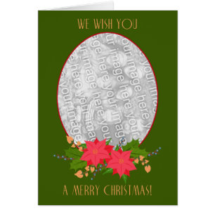 Merry Christmas, Poinsettias Photo Card