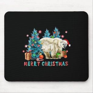 Merry Christmas Polar Bear And Tree Lights Xmas Me Mouse Pad