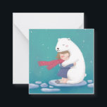 Merry Christmas: Polar Bear & Child Illustration Card<br><div class="desc">A cute illustration of a polar bear and a child hugging each other</div>
