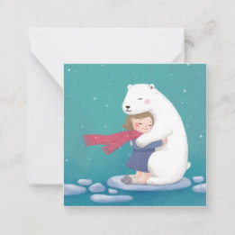 Merry Christmas: Polar Bear & Child Illustration Card