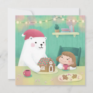 Merry Christmas: Polar Bear & Child Invitation