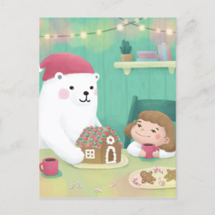 Merry Christmas: Polar Bear & Child Postcard