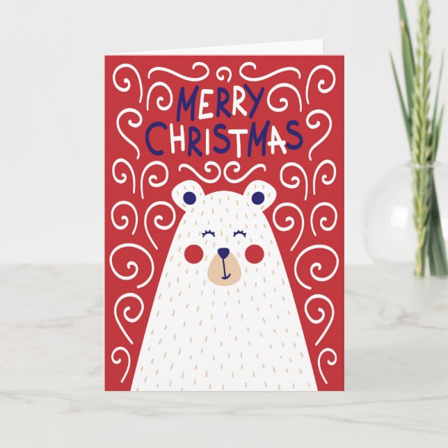 Merry Christmas Polar Bear Greeting Card (Front)