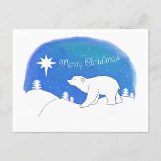 Merry Christmas polar bear Holiday Postcard