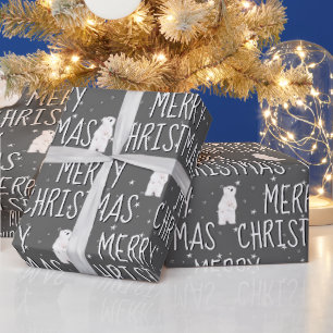 Merry Christmas Polar Bear On Stars Wrapping Paper