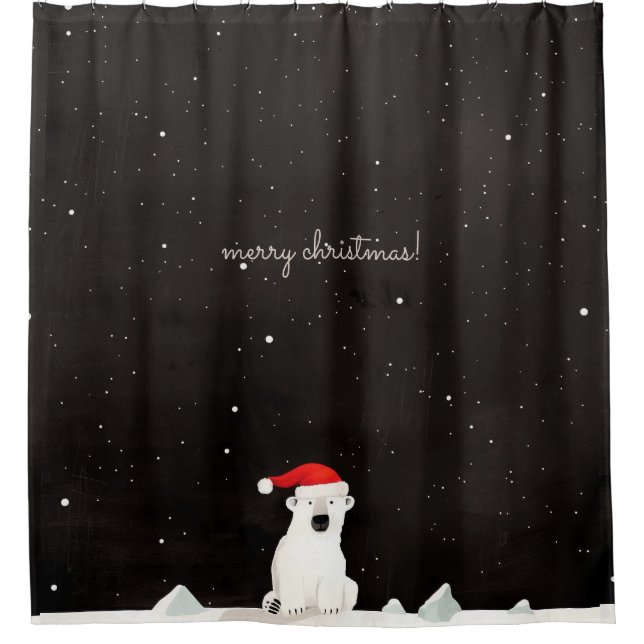 Merry Christmas Polar Bear! Shower Curtain (Front)