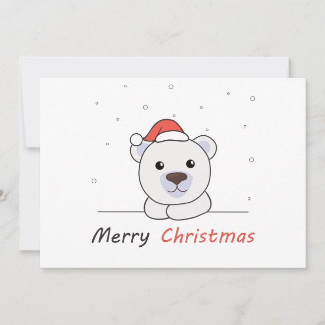 Merry Christmas Polar Bear Snow Soft Night Stainle Holiday Card (Front)