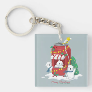 Merry Christmas: Polar Bear & Soda Can Key Ring