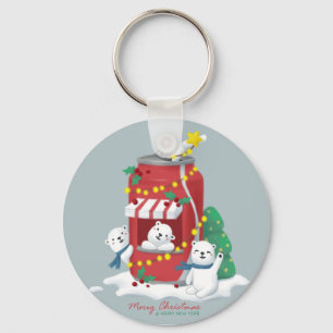Merry Christmas: Polar Bear & Soda Can Key Ring