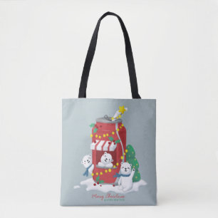 Merry Christmas: Polar Bear & Soda Can Tote Bag