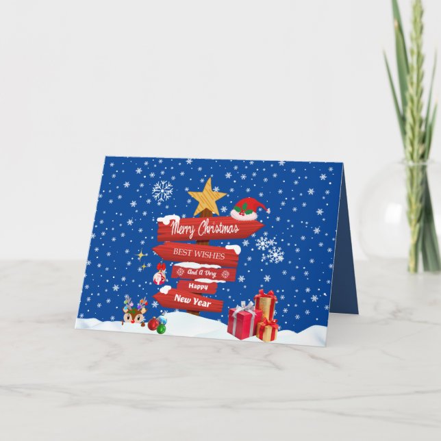 Merry Christmas Pole Thank You Card (Front)