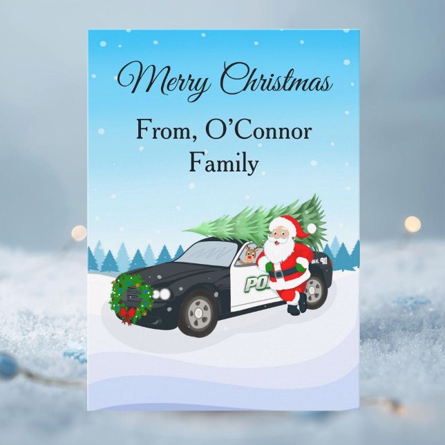 Merry Christmas Police Car with Santa Holiday Card (Creator Uploaded)