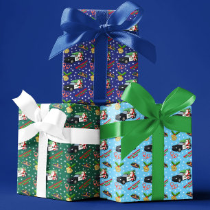 Merry Christmas Police Officer Santa Cop Car Wrapping Paper Sheet