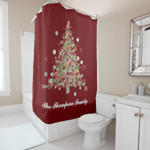 Merry Christmas Polka Dot Tree Holiday Shower Curtain