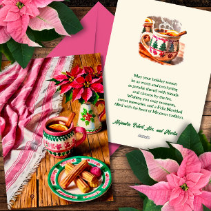 Merry Christmas Ponche & Churros Pink Mexican Holiday Card