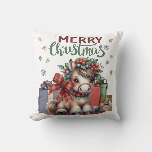 Merry Christmas Pony Cushion (Front)