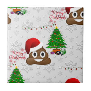 merry christmas poo emoji ceramic tile