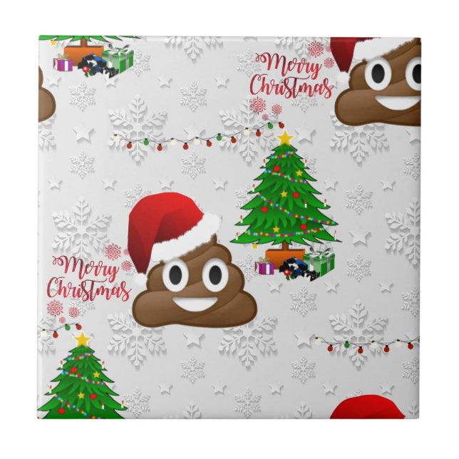 merry christmas poo emoji ceramic tile (Front)