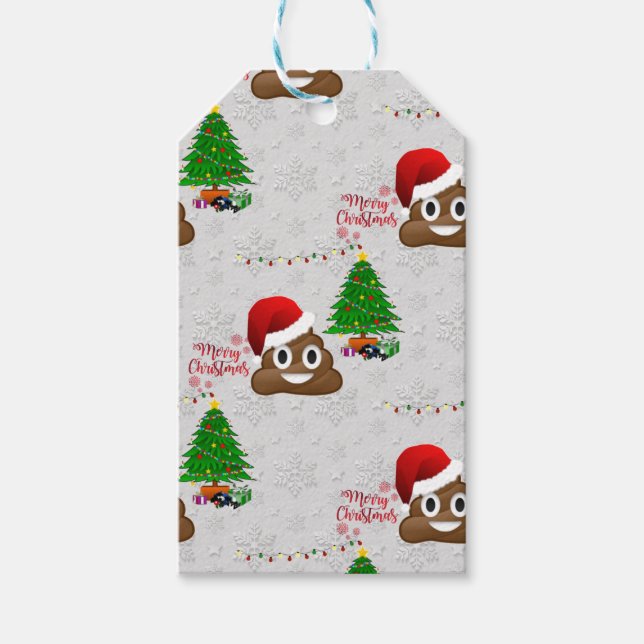 merry christmas poo emoji gift tags (Front)