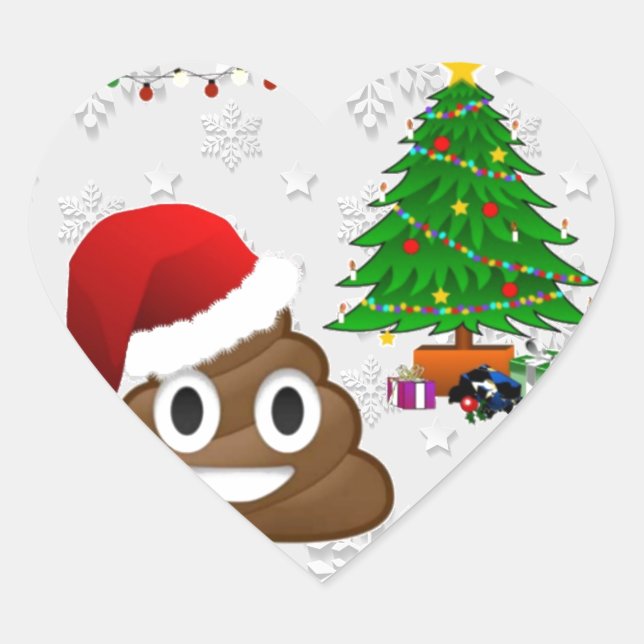 merry christmas poo emoji heart sticker (Front)