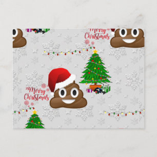 merry christmas poo emoji holiday postcard