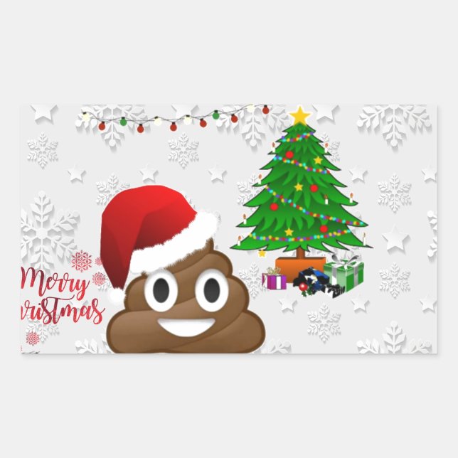 merry christmas poo emoji rectangular sticker (Front)