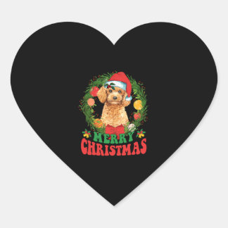 Merry Christmas Poodle Santa Hat Dog Lover Ugly Sw Heart Sticker