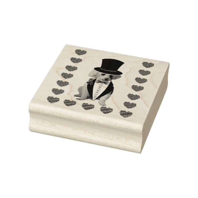 Merry Christmas Poodle Tuxedo Rubber Stamp (Stamp)