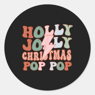 Merry Christmas Pop Pop Retro Xmas Party Family Ma Classic Round Sticker