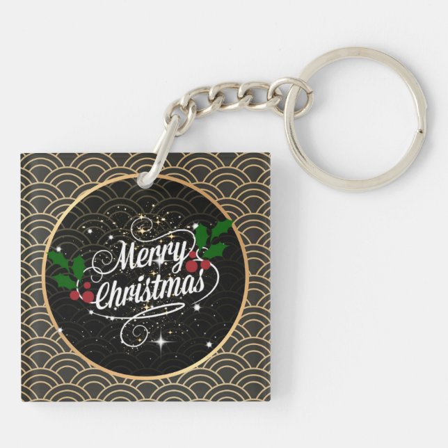 Merry Christmas, popular design Key Ring (Back)