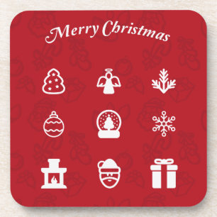 Merry Christmas Popular Icons set Coaster