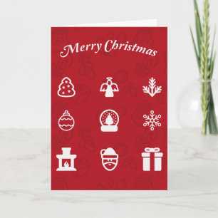Merry Christmas Popular Icons set Holiday Card