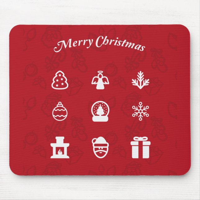 Merry Christmas Popular Icons set Mouse Pad (Front)