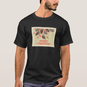 Merry Christmas Postage Stamp Happy New Year Vinta T-Shirt