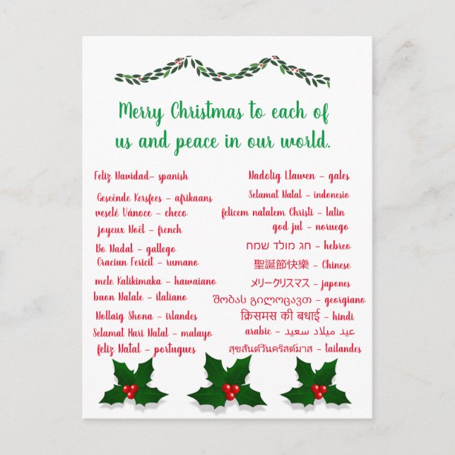 MERRY CHRISTMAS POSTCARD (Front)