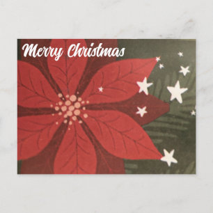 Merry Christmas Postcard - Poinsettia & Stars